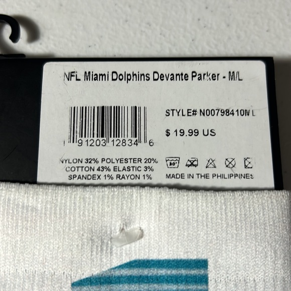 NFL Miami Dolphins Devante Parker Socks- M/L - Picture 8 of 8